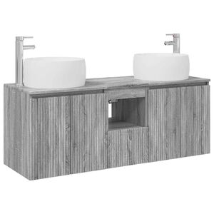 vidaXL Ensemble d'armoire de salle de bain 3 pc Sonoma gris