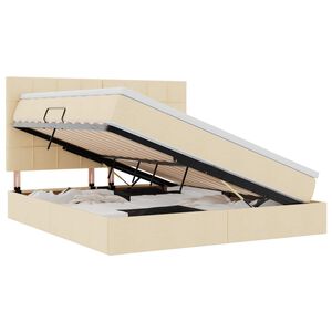 vidaXL Lit avec rangement et matelas Cr&egrave;me 160 x 200 cm Polyester