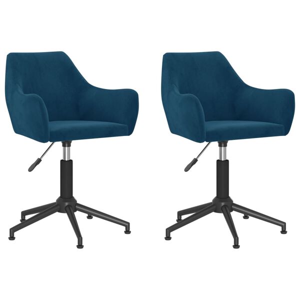 vidaXL Chaises pivotantes &agrave; manger lot de 2 bleu velours
