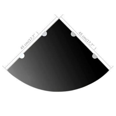 vidaXL Étagère de coin avec supports chromés Verre Noir 45 x 45 cm