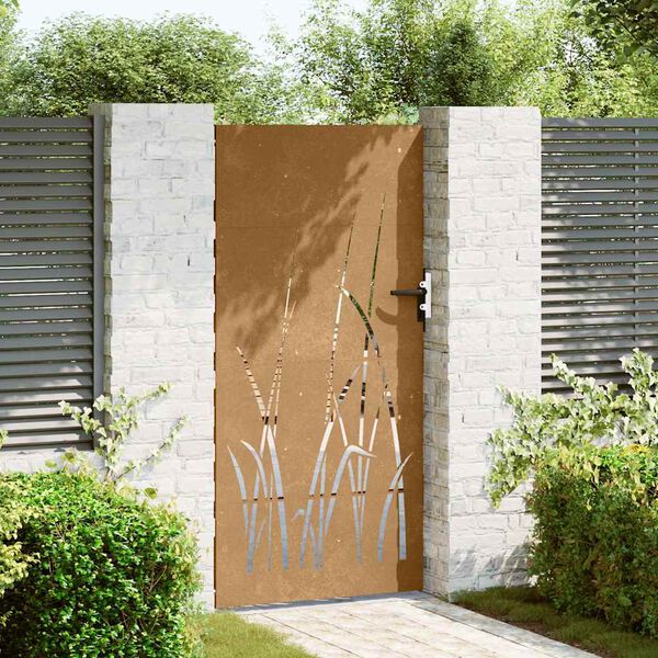vidaXL Portail de jardin 85x200 cm acier corten conception d'herbe
