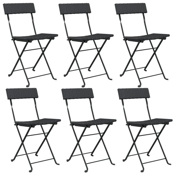 vidaXL Chaises de bistrot pliantes lot de 6 Noir R&eacute;sine tress&eacute;e acier
