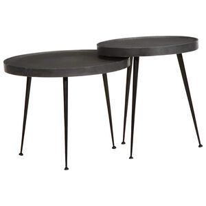 vidaXL Table basse 2 pcs en bois d'ing&eacute;nierie noir