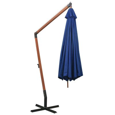 vidaXL Parasol de jardin suspendu avec mât bleu azuré bois de sapin