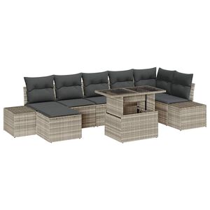 vidaXL Ensemble de canap&eacute; de jardin 8 pc Gris clair polyrotin