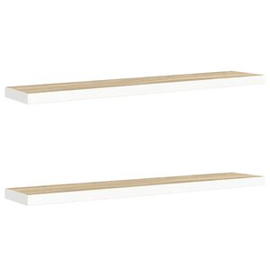 vidaXL &Eacute;tag&egrave;res flottantes 2 pcs ch&ecirc;ne et blanc 120x23,5x3,8 cm MDF