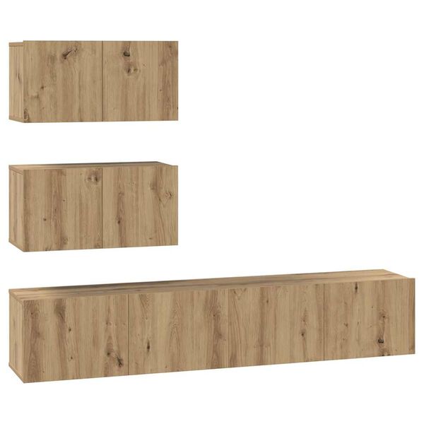 vidaXL Ensemble meuble TV 4 pcs Ch&ecirc;ne artisanal Bois d'ing&eacute;nierie