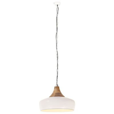 vidaXL Lampe suspendue industrielle Blanc Fer et bois solide 35 cm E27