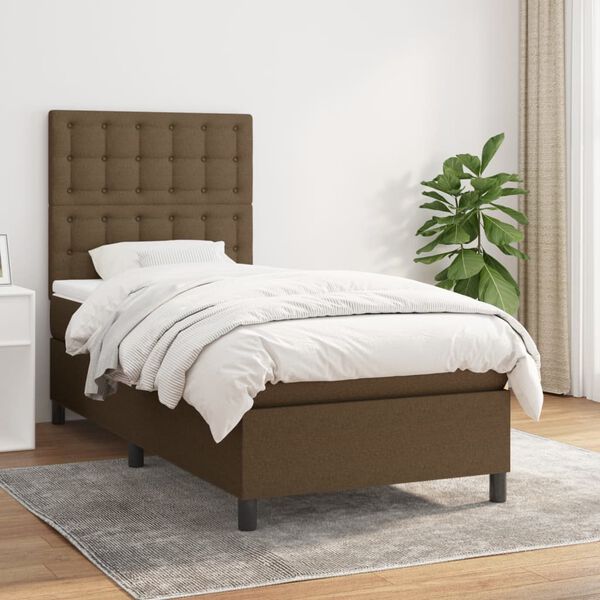 vidaXL Sommier &agrave; lattes de lit avec matelas Marron fonc&eacute; 90x190 cm
