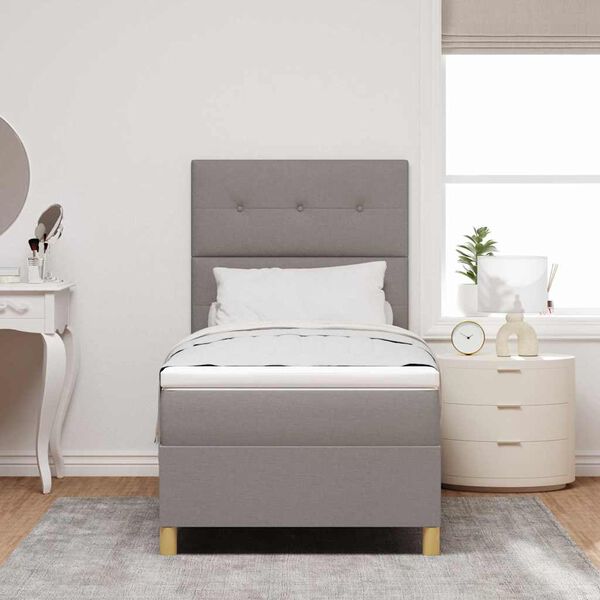 vidaXL Lit &agrave; ressort LED avec matelas Taupe 80 x 200 cm tissu
