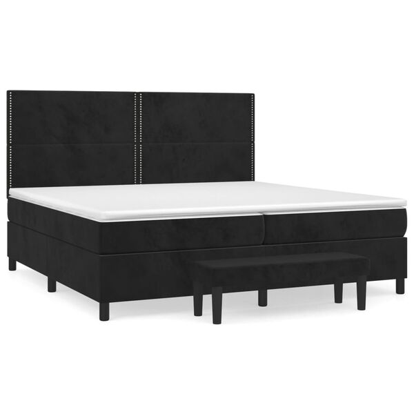 vidaXL Sommier &agrave; lattes de lit et matelas Noir 200x200 cm Velours