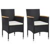 vidaXL Ensemble à dîner de jardin avec coussins 3 pcs poly rotin noir