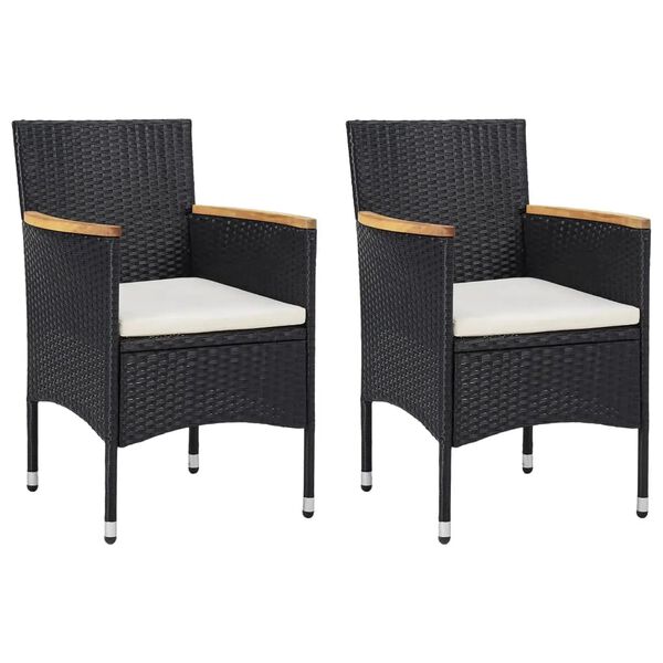 vidaXL Ensemble à dîner de jardin avec coussins 3 pcs poly rotin noir