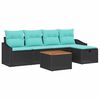 vidaXL Ensemble de canap&eacute; de jardin avec coussin 6 pcs Noir polyrotin