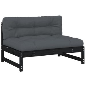vidaXL Canap&eacute; central 120x80 cm noir bois de pin massif