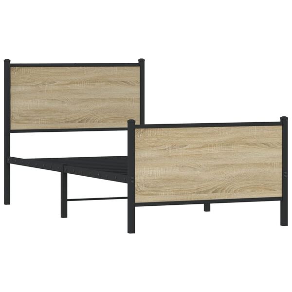 vidaXL Cadre de lit en m&eacute;tal sans matelas ch&ecirc;ne sonoma 80x200 cm