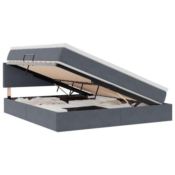 vidaXL Lit avec rangement et LED Gris fonc&eacute; 160 x 200 cm Velours
