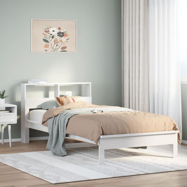 vidaXL Lit biblioth&egrave;que sans matelas blanc 100x200 cm bois pin massif