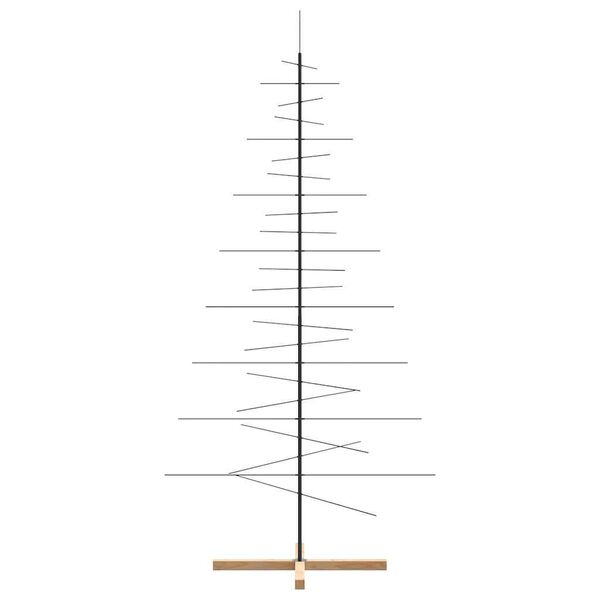 vidaXL Arbre de No&euml;l en m&eacute;tal avec base en bois noir 210 cm