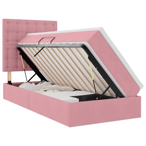 vidaXL Lit avec rangement et LED avec LED Rose 100 x 200 cm Velours