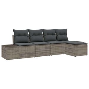 vidaXL Ensemble de canap&eacute; de jardin 5 pc Gris polyrotin
