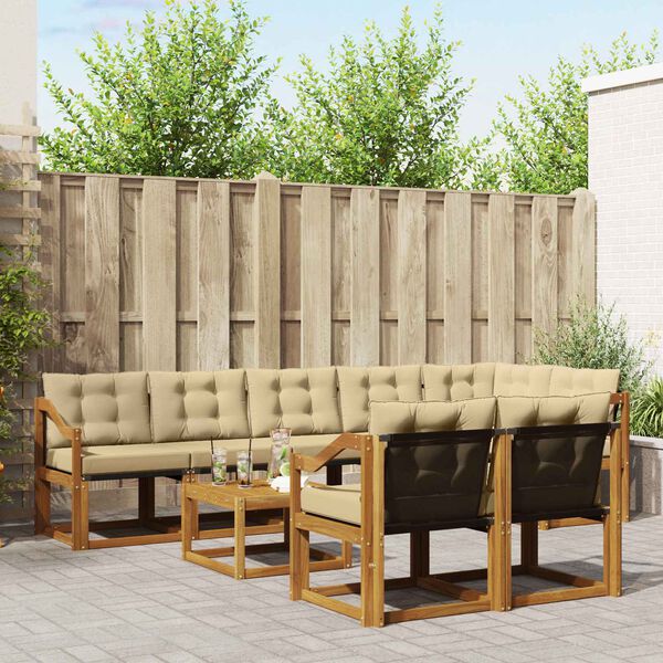 vidaXL Ensemble de canap&eacute;s d'ext&eacute;rieur 9 pcs Naturel et Beige