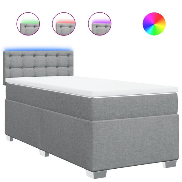 vidaXL Sommier &agrave; lattes de lit avec matelas Gris clair 100x200cm Tissu