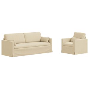 vidaXL Ensemble de Canap&eacute;s 2 pcs Cr&egrave;me 198 x 78 x 80 cm tissu