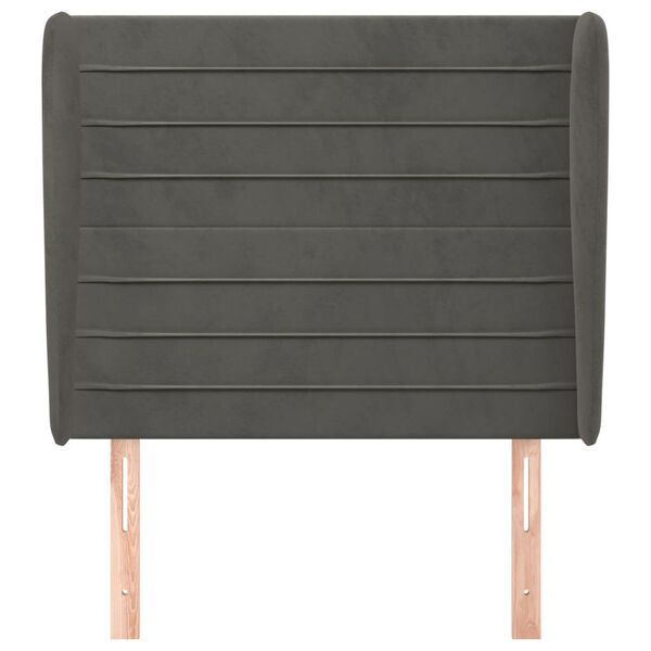 vidaXL T&ecirc;te de lit avec oreilles Gris fonc&eacute; 103x23x118/128 cm Velours