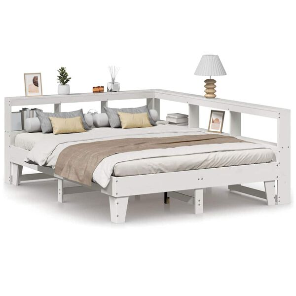 vidaXL Lit biblioth&egrave;que sans matelas blanc 140x200 cm bois pin massif
