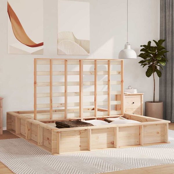 vidaXL Cadre de lit Marron 160 x 200 cm Bois de pin massif