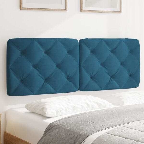 vidaXL Coussin de t&ecirc;te de lit bleu 120 cm velours
