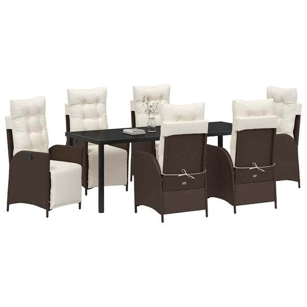 vidaXL Ensemble de salle &agrave; manger pour jardin 7 pcs Marron polyrotin
