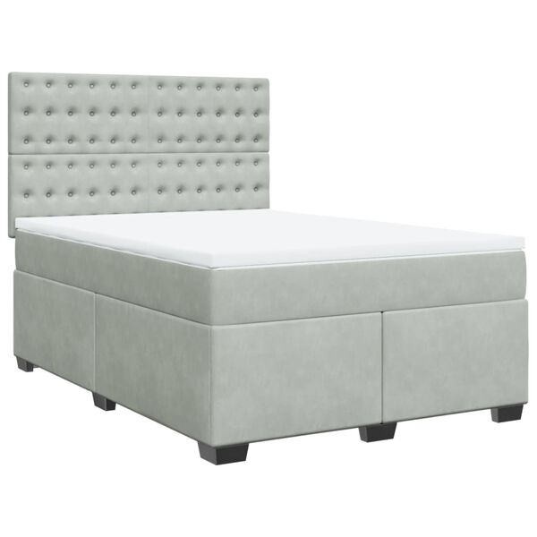 vidaXL Sommier &agrave; lattes de lit et matelas Gris clair 160x200cm Velours