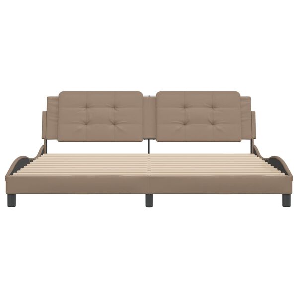vidaXL Cadre de lit sans matelas Zadar cappuccino 200x200 cm similicuir