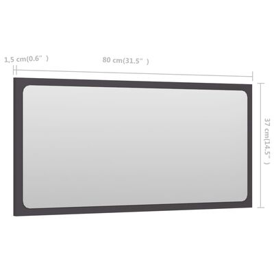 vidaXL Miroir de salle de bain Gris 80x1,5x37 cm Aggloméré