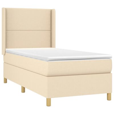 vidaXL Sommier à lattes de lit et matelas Crème 90x190 cm Tissu