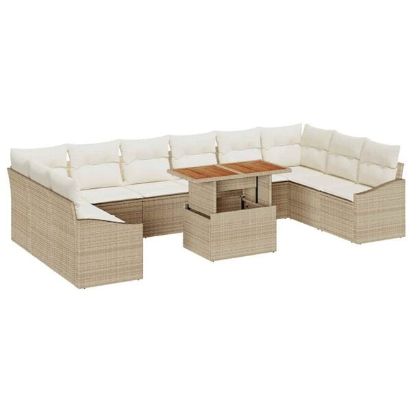 vidaXL Ensemble de salle &agrave; manger pour jardin 11 pcs Beige et cr&egrave;me