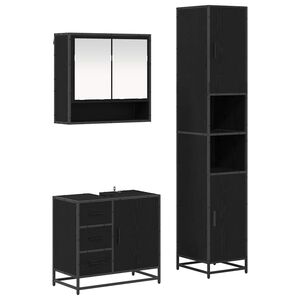 vidaXL Ensemble de mobilier de salle de bain 3 pcs Ch&ecirc;ne noir