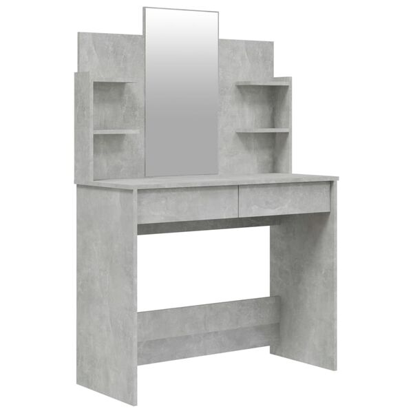 vidaXL Coiffeuse avec miroir Gris b&eacute;ton 96x40x142 cm