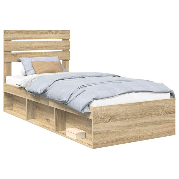 vidaXL Cadre de lit avec t&ecirc;te de lit Sonoma 90 x 190 cm Pin massif