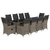 vidaXL Ensemble de bistro de jardin 11 pcs coussins gris poly rotin
