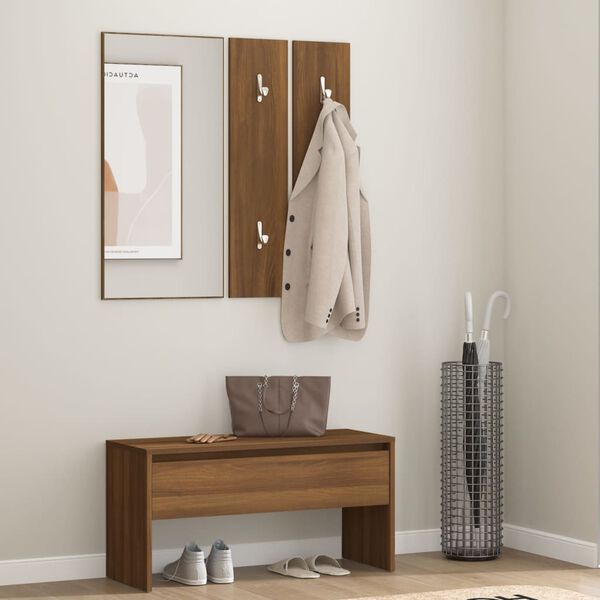 vidaXL Ensemble de meubles de couloir Ch&ecirc;ne marron Bois d'ing&eacute;nierie