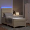 vidaXL Lit &agrave; ressort LED avec matelas Cr&egrave;me 100 x 200 cm tissu
