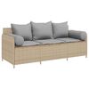 vidaXL Canap&eacute; de jardin avec coussins 3 places beige r&eacute;sine tress&eacute;e