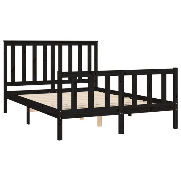 vidaXL Cadre de lit sans matelas noir 120x200 cm bois de pin massif