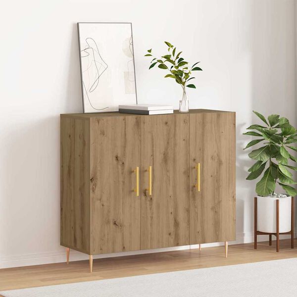 vidaXL Buffet Ch&ecirc;ne artisanal 90 x 34 x 80 cm Bois d'ing&eacute;nierie