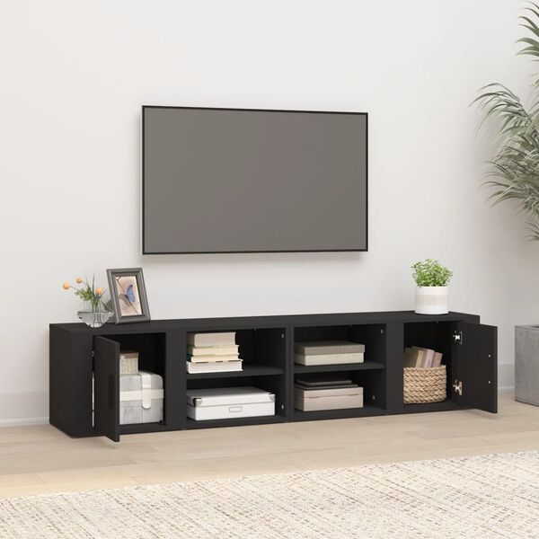 vidaXL Meubles TV 2 pcs Noir 80x31,5x36 cm Bois d'ing&eacute;nierie