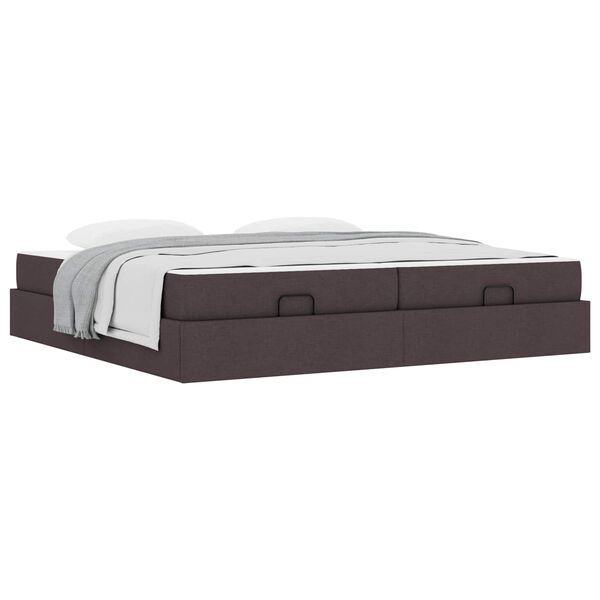 vidaXL Cadre de lit avec matelas avec matelas 2 pcs Tan tissu