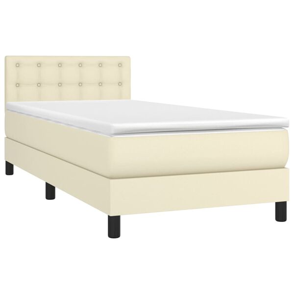 vidaXL Sommier &agrave; lattes de lit avec matelas Cr&egrave;me 100x200cm Similicuir